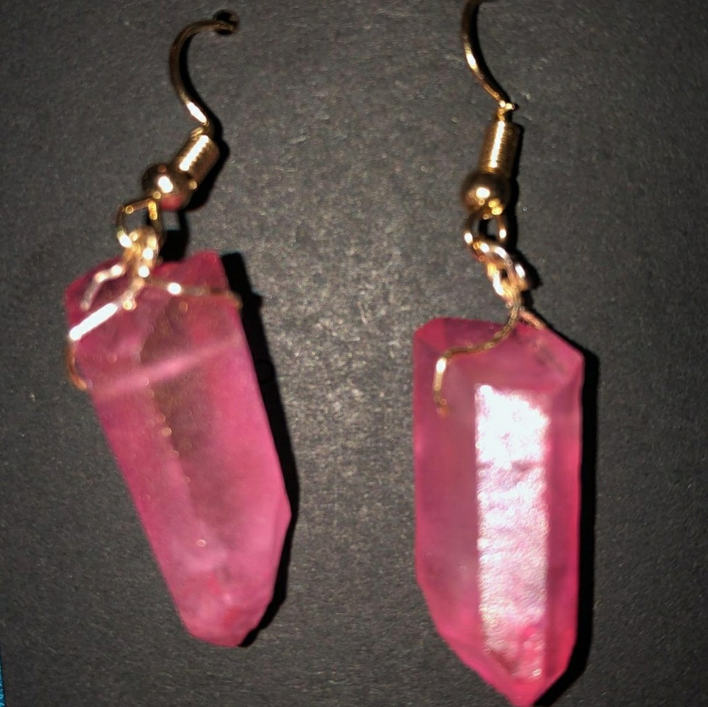 Rose quartz energy stone earrings